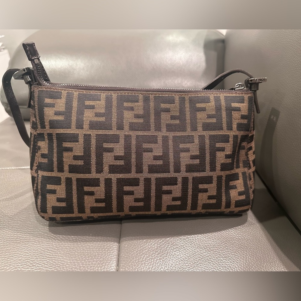 ❌SOLD!! Fendi Zucca Black and Brown Shoulder Bag